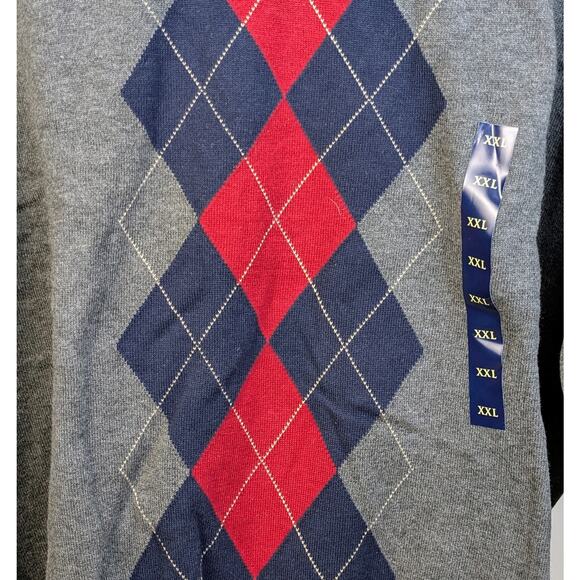 NEW Consensus Genuine Classic Men's Gray Red Blue Argyle Cotton Sweater Size 2XL - Picture 2 of 8